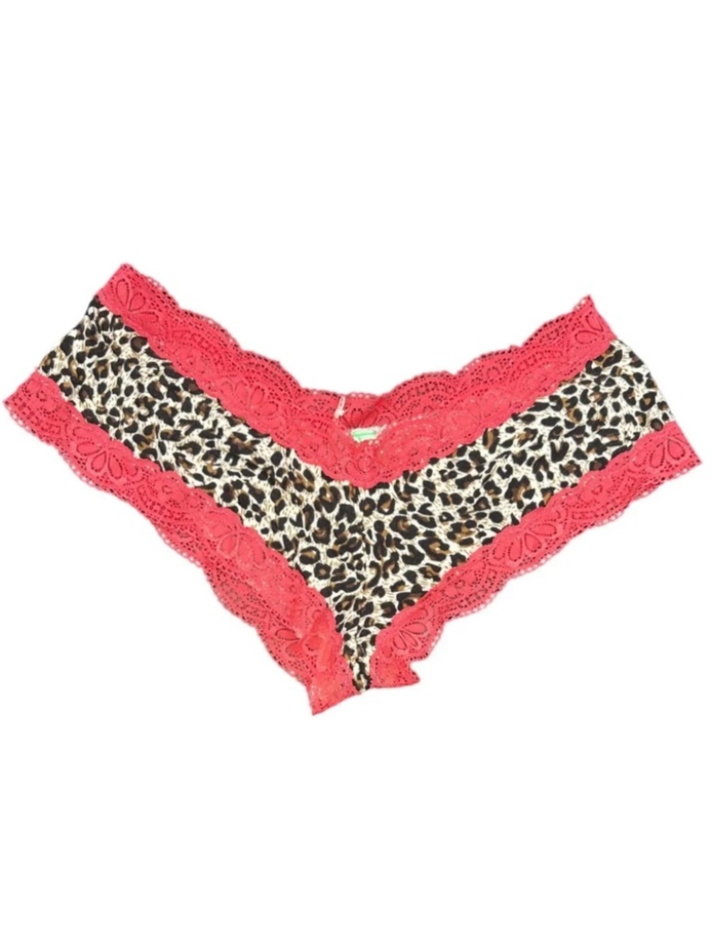 NWOT Honeydew Intimates Leopard Print Panties with Red Lace Trim - Size Large